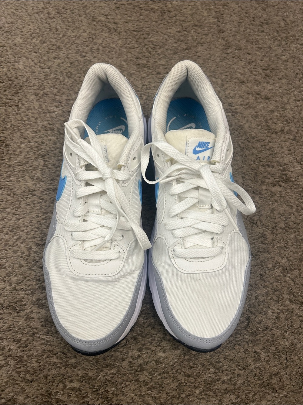 Nike White and Light Blue Air Sneakers